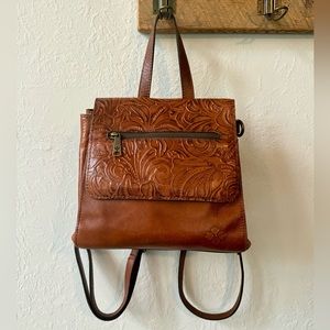 Patricia Nash Molina Tooled Italian LeatherConvertible Backpack/Purse Bag